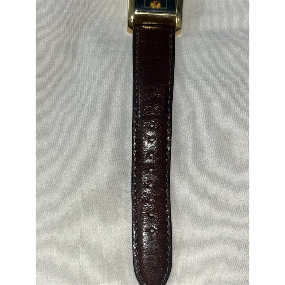 Disney Mickey Mouse Lorus Watch Leather Band Works! Tested Needs Battery VTG‎